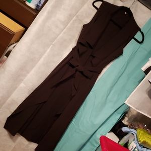 Waterfall black long vest w/ belt